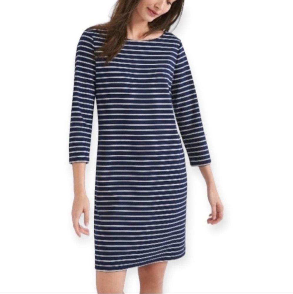 Gap navy white stripe ponte dress L